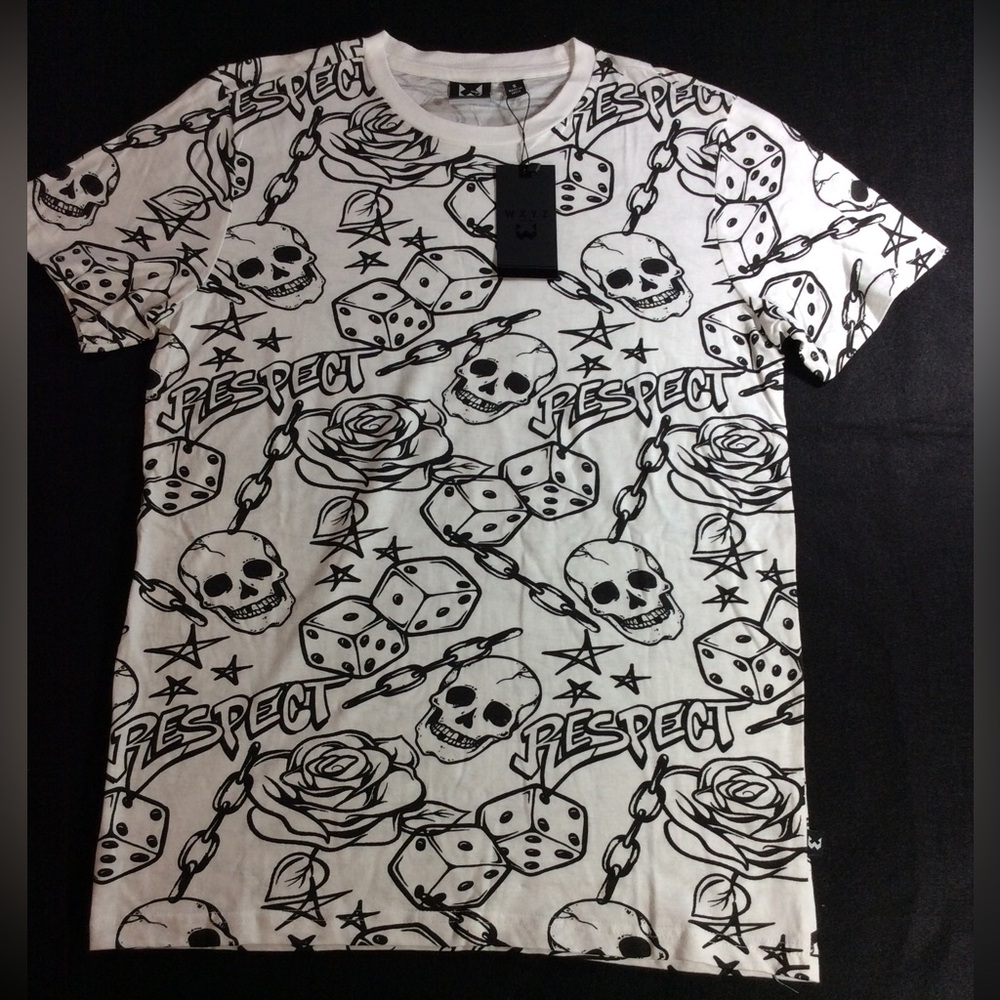 WXYZ Respect Graphic Short Sleeve Tee - White/Black SZ S